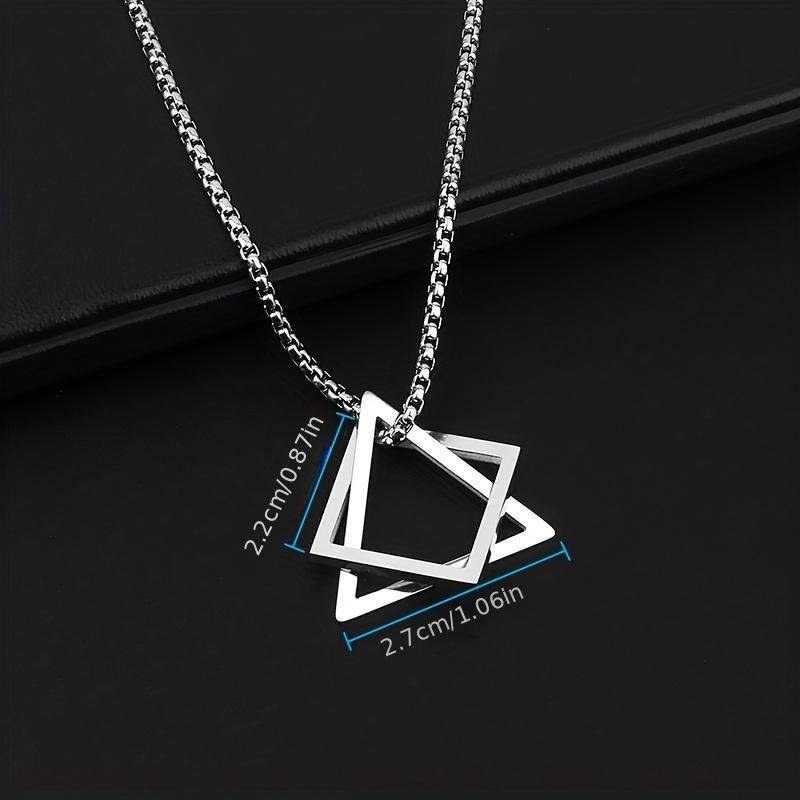 Stainless Steel Geometric Pendant Necklace for Men, Hip-Hop Style Fashion Accessory Couple Gift
