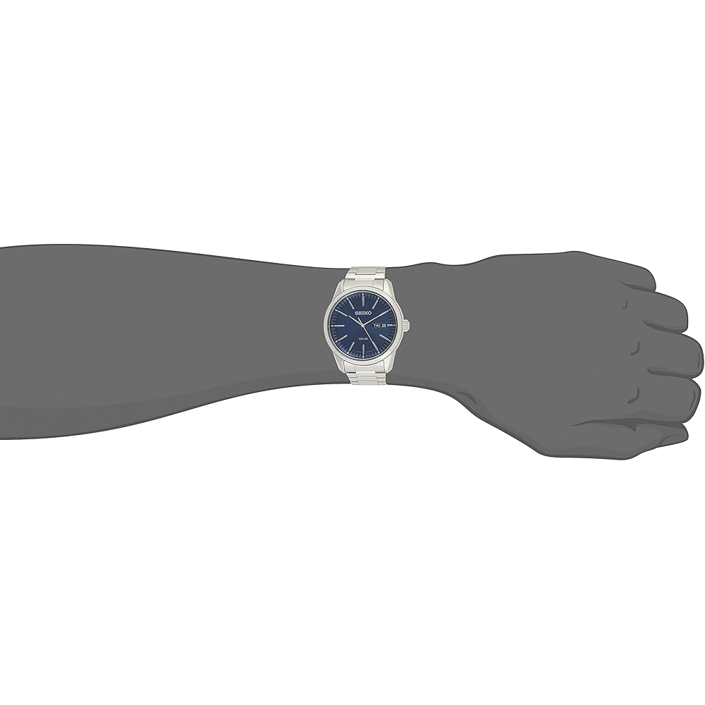 Seiko SNE525P1 Solar Quartz Watch Blue Silver Men's Overseas Model
