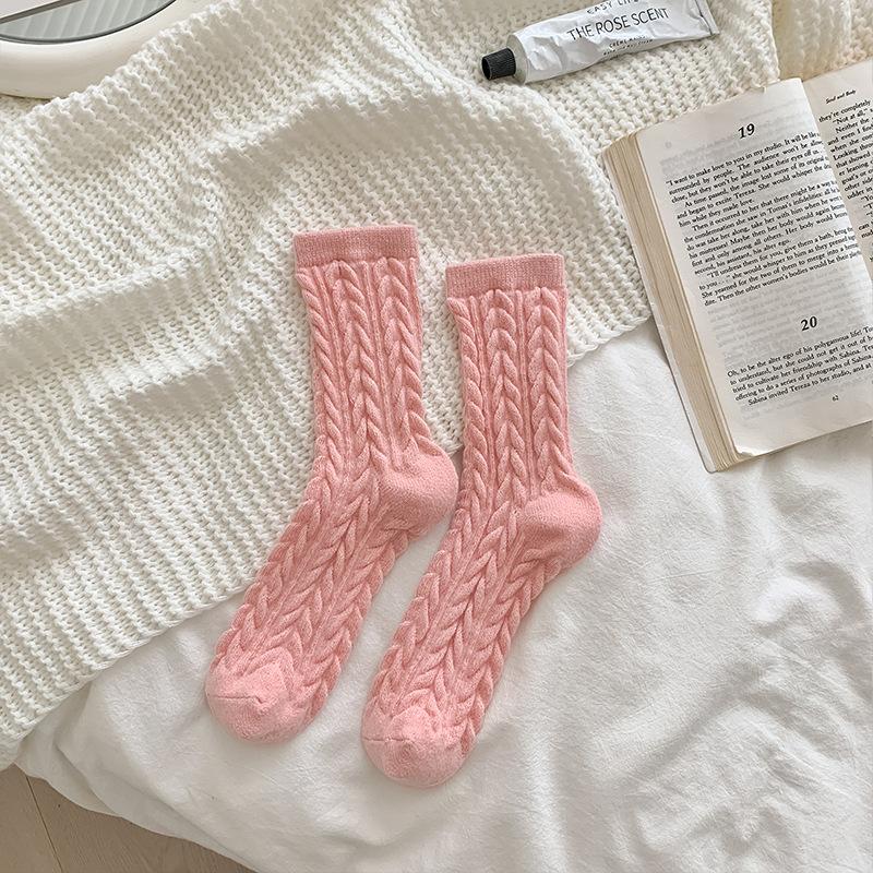 1/5 PCS Autumn and Winter Women's Plus Velvet Thickened Cold-proof Warm Plush Socks