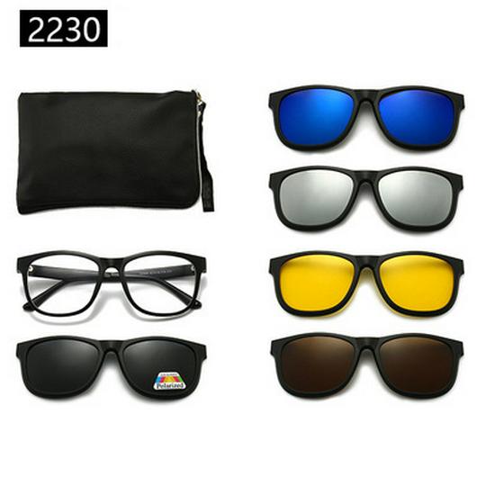 Cross-border TR90 Sunglasses Set: 1 Frame, 5 Polarized Lenses, Unisex, Trendy Driving with Pouch