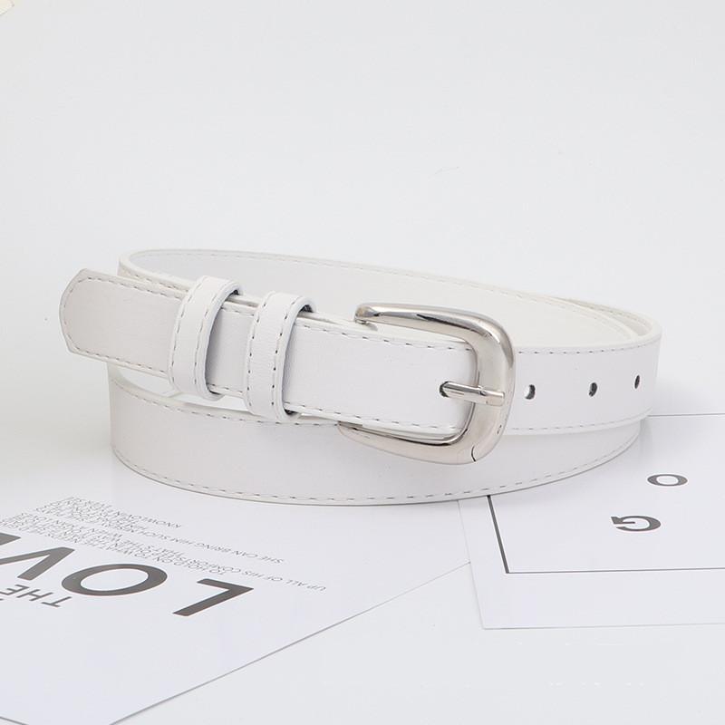 Needle Womens Silver Buckle Slim Belt Premium Minimalist Accessory Versatile