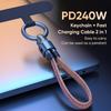 240W Keychain USB C Carging Cable 2IN1 5A Dual Type-C For iPhone AirPods Cord iPad Fast Chargin C0A2