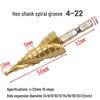 Sale: 6542 Hex Shank Spiral & Straight Flute Step Drill Bit, 4-22mm Hole Expander