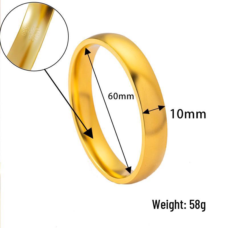 Vietnamese Sand Gold Wide Noodle Bangle for Women - Copper Alloy Simulated Jewelry