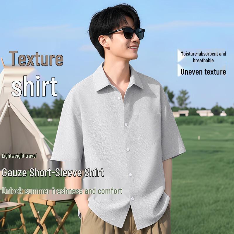 

Men s 2026 Summer Breathable Short-Sleeve Business Casual Shirt XL