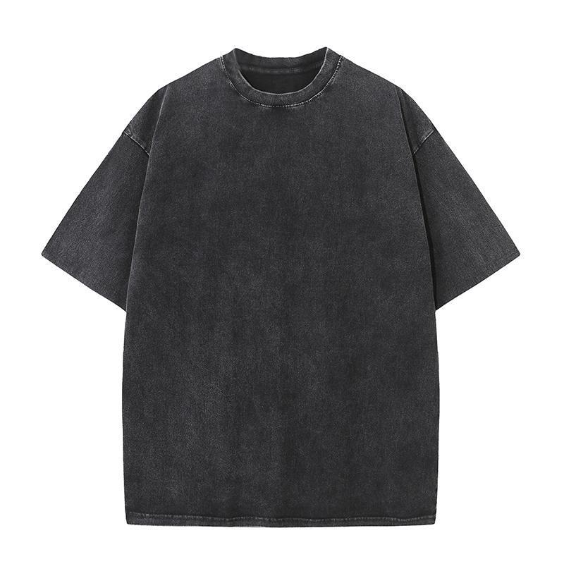 [230g Washed Oversized Distressed Drop Shoulder T-shirt] Cross-Border Trendy European & American Print.