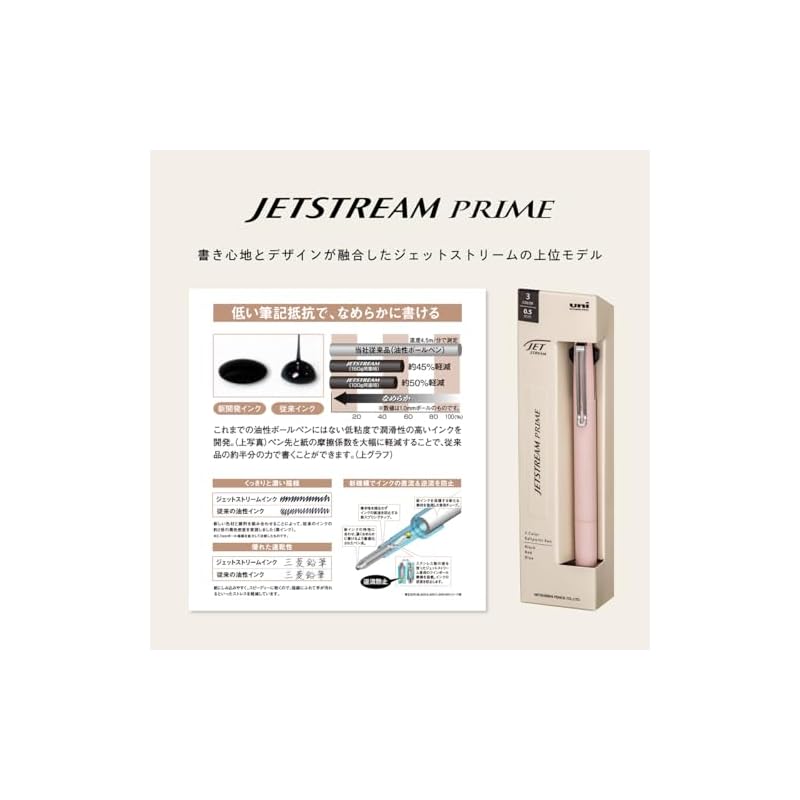 Mitsubishi Pencil Jetstream Prime 3-Color Ballpoint Pen, 0.7mm, Black, SXE3350007.24