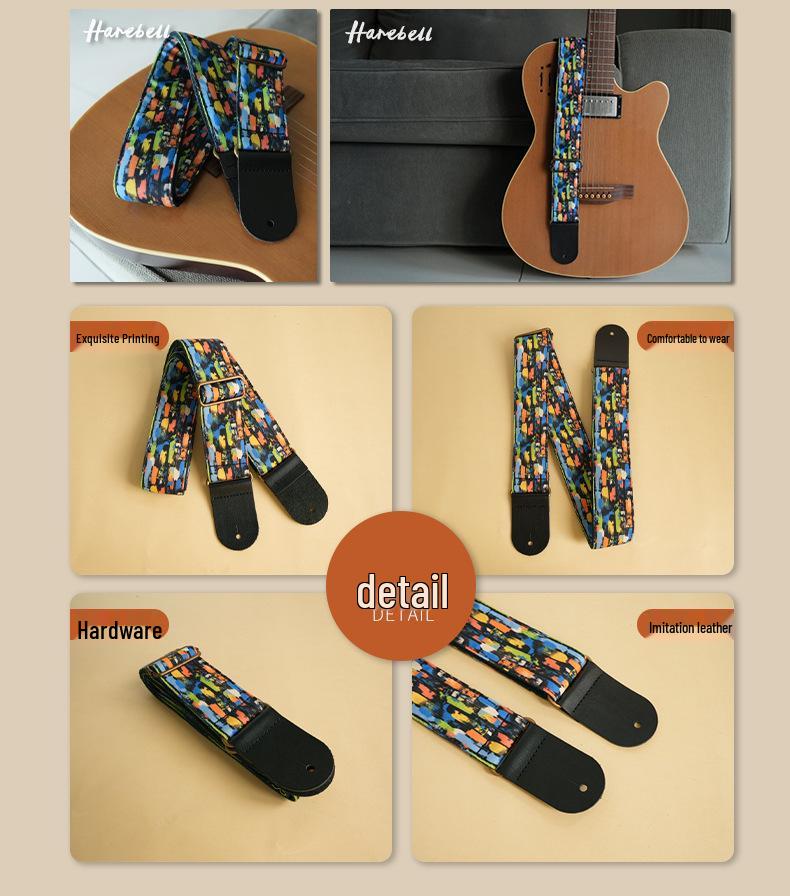 Personalisierter Graffiti-Wand-Schwarz-Tintenspritzer-Gitarren- & Bassgurt - Bequemer Entlastungsgurt