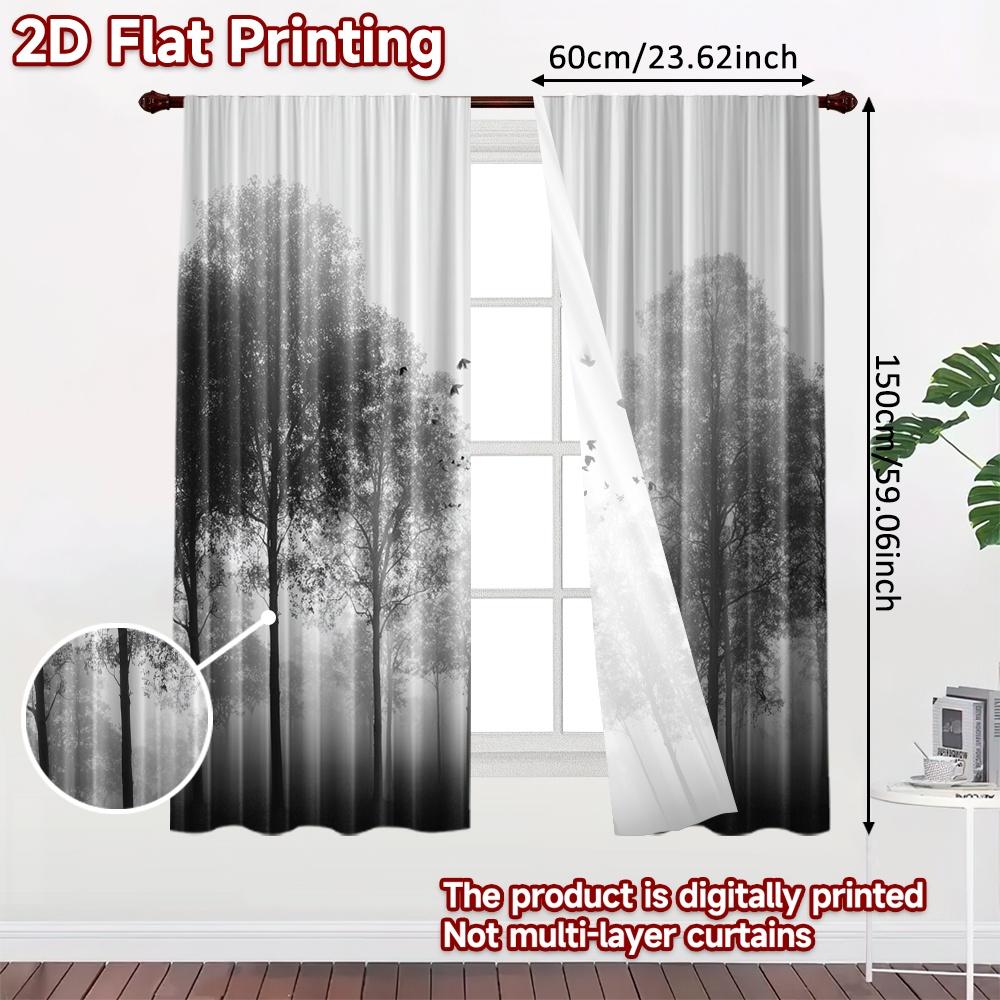 2 Stück, 2D-FLACHDRUCK Vorhänge (Ohne Stange) Misty Pines Weihnachtsfestival Beliebte Vorhänge&Draperien Garnvorhänge Festlich