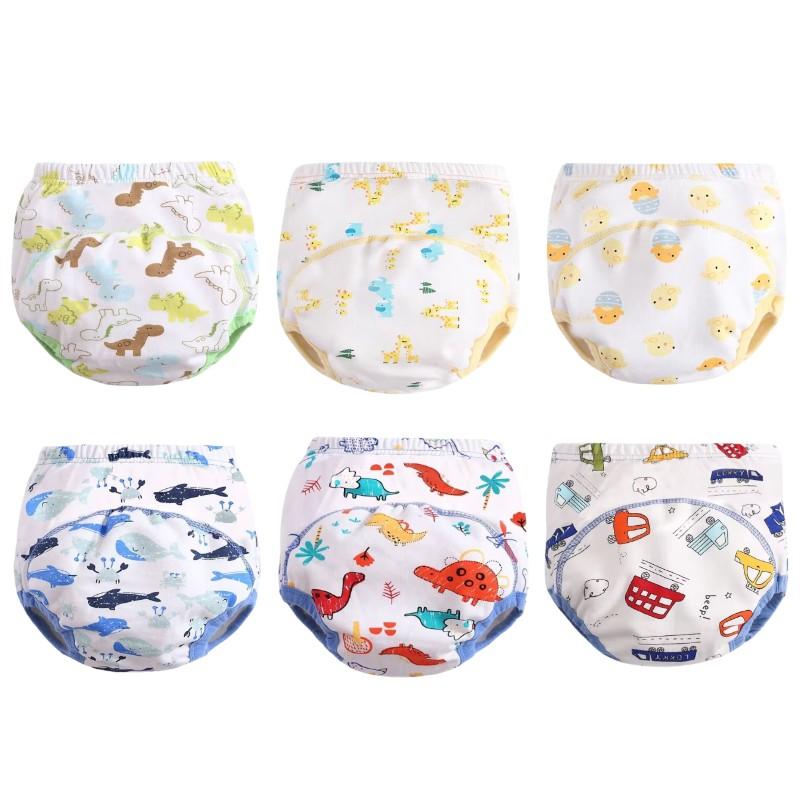 

6 шт. хлопковые подгузники для девочек, тренировочные штаны, многоразовые моющиеся детские подгузники