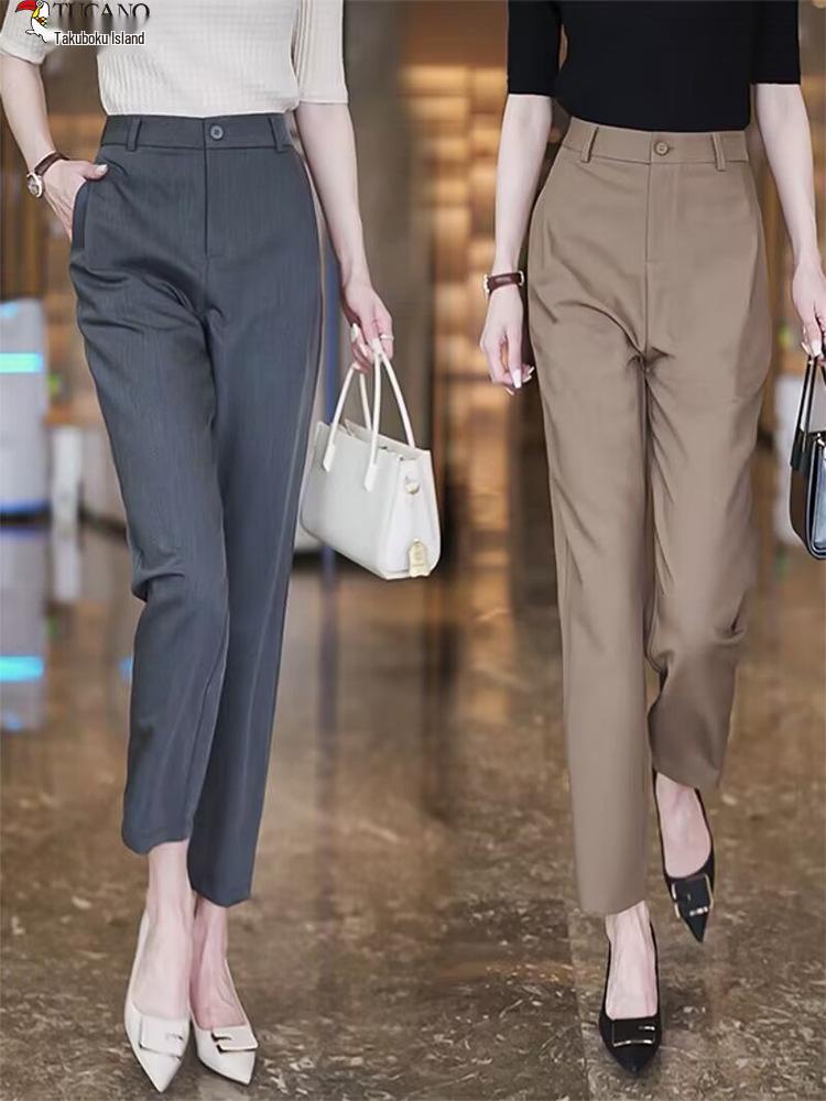 Woodpecker 2025 High Waist Spring/Autumn Straight-Leg Cigarette Pants for Women