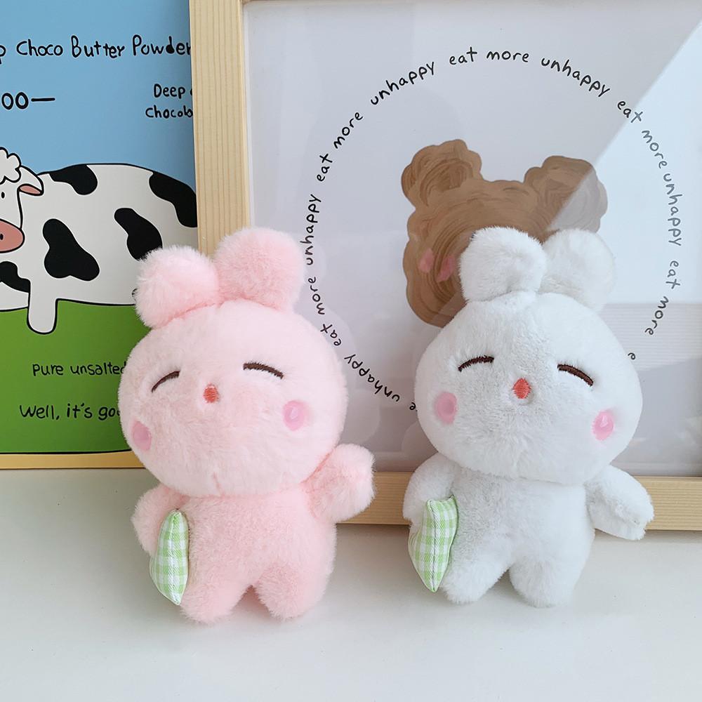 Adorable Plush Bunny And Bear Keychain Soft Short Plush Cute Animal Bag Charm