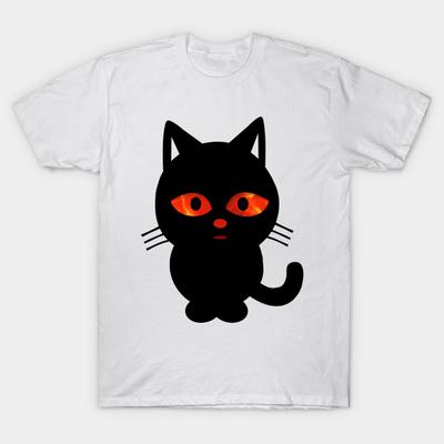 T Shirt Women Black Scary Eyes Kitten Harajuku Print Kawaii Tshirt Summer Short Sleeve Female T-Shirt Top Tee