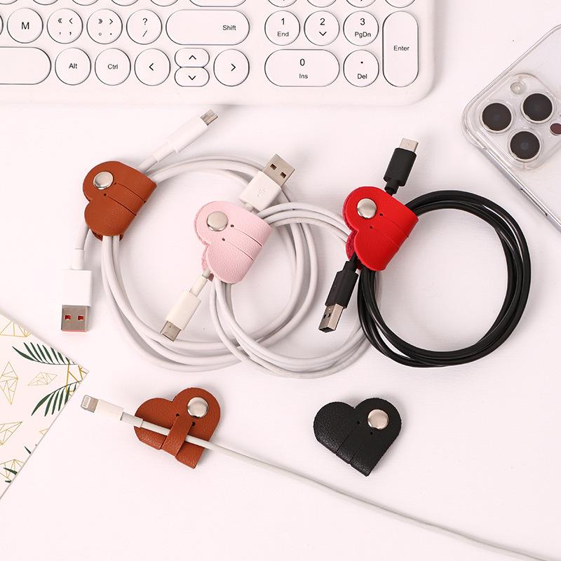 Simple Love PU Cortical Winder, Data Cable Organizer, Wired Earphone Hub, Snap-on Hub Cable Tie