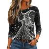 Women's Halloween Printed Neck Long Sleeve Pullover Top