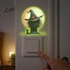 Halloween Atmosphere Room Decor Glow in The Dark Switch Outlet Stickers, Cute Black Cat Witch Theme Wall Decals Pumpkin Skull Decals, Waterproof