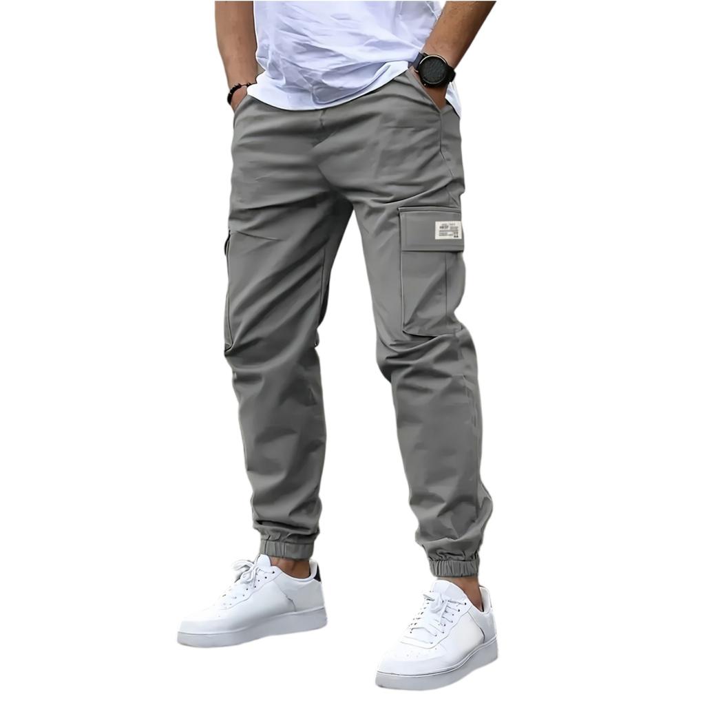 Men's Casual Slim Fit Jogger Pants Outdoor Multi Pocket Cargo Trousers Ankle Length Functional Design
