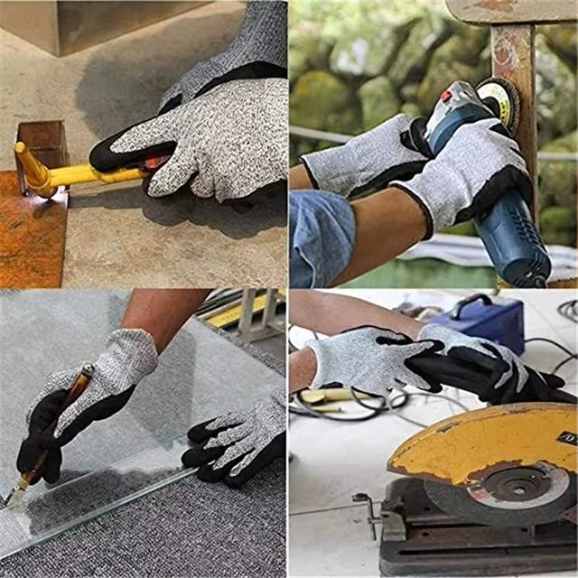 Cut Resistant Work Gloves HPPE Nitrile Coated Hands Anti Cutting Safety for Men