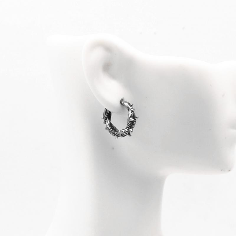 Retro Punk Black Thorn Hoop Earrings Hypoallergenic Earrings for Men Punk Jewelry Fashion Street Casual