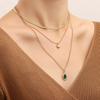 European and American Jewelry, Trendy Multi-layer Flat Snake Chain Imitation Green Agate Necklace Women Ins Creative Niche Design Sense