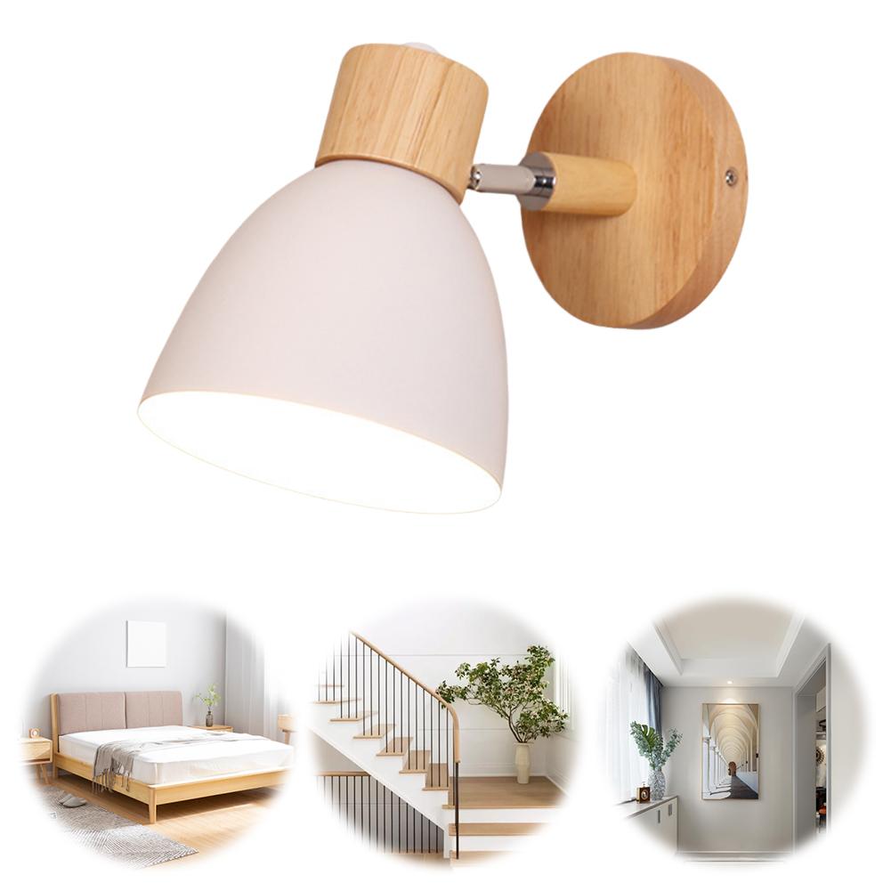 Wooden Nordic Wall Light Modern LED Reading Light Bedside Lamp for Bedroom Living Room Home Decor Fixture