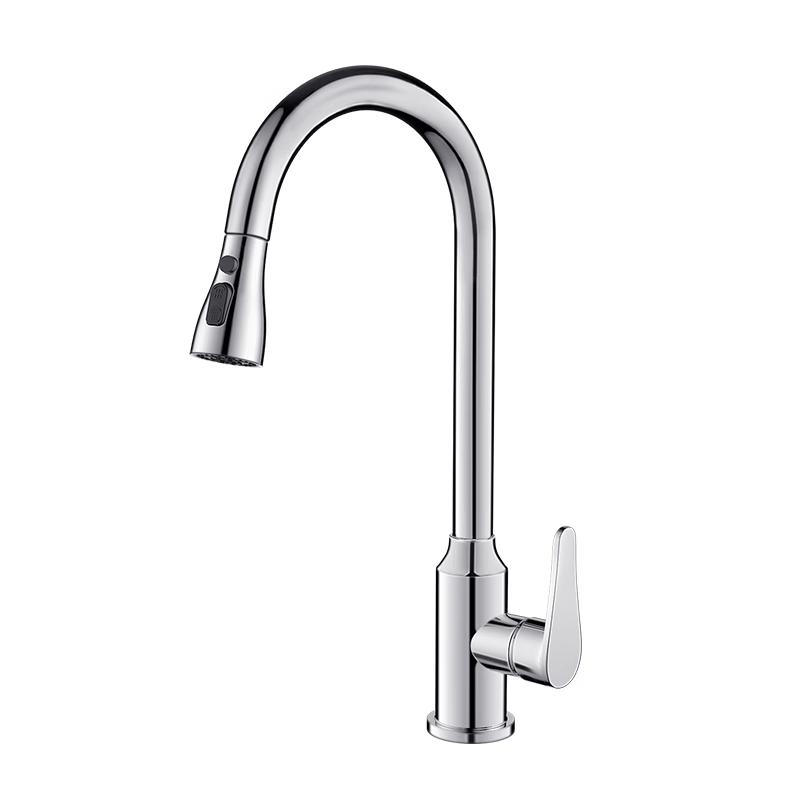 MUGE Full Copper Pull-Out Kitchen Faucet 80CM Hot & Cold Hoses