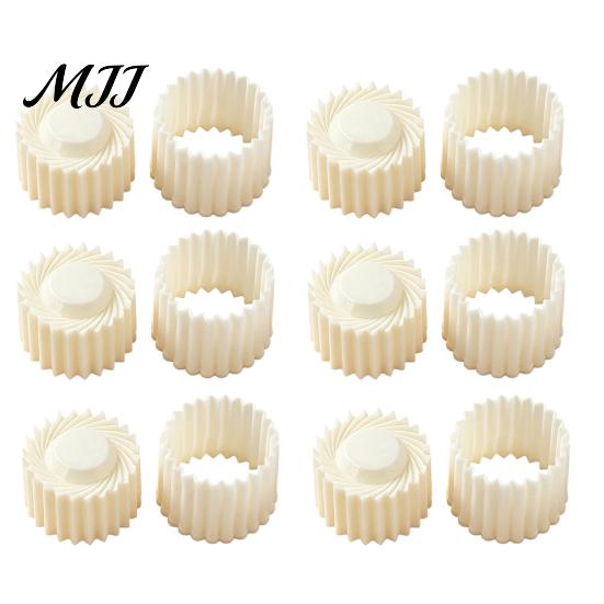 Home Baking Gadgets 2-in-1 Round Mooncake Mold, Double Ended Pastry Press with Scallop And Mini Dough Shaping Tool Spiral Embossing for
