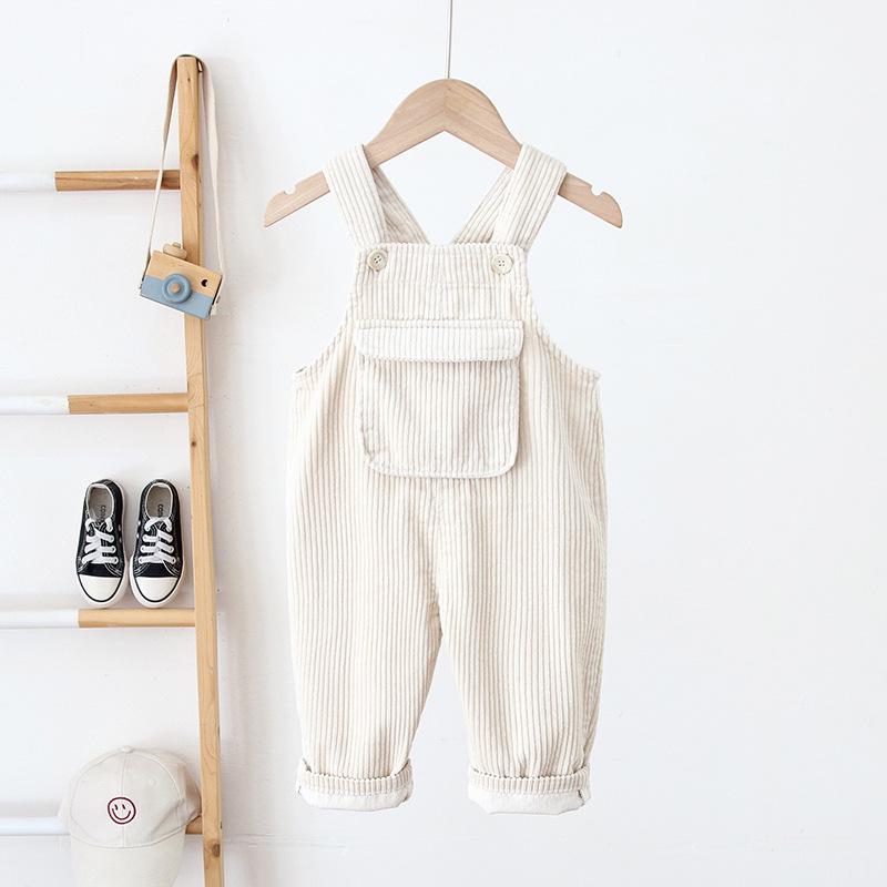 Korean Kids' Corduroy Overalls with Crotch Opening (0-3 Years) - 2026 New Style