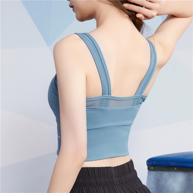 Damen Stoßfester Longline Sport-BH mit Doppelten Schulterträgern - Ideal zum Laufen und für Yoga.