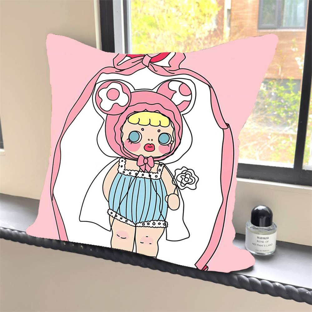 

1PC Creative cute cartoon Pillow Case Square Bedroom Sofa Leisure Comfort Cushion Car Home Decoration 12x12Inch