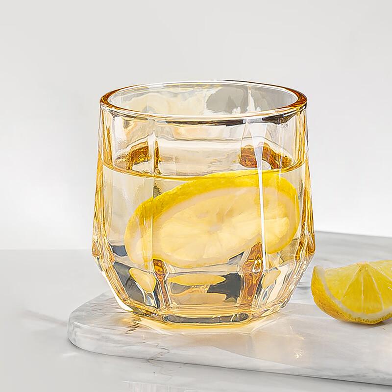 Kemeiruite Amber Hexagonal Glass Tumbler Set