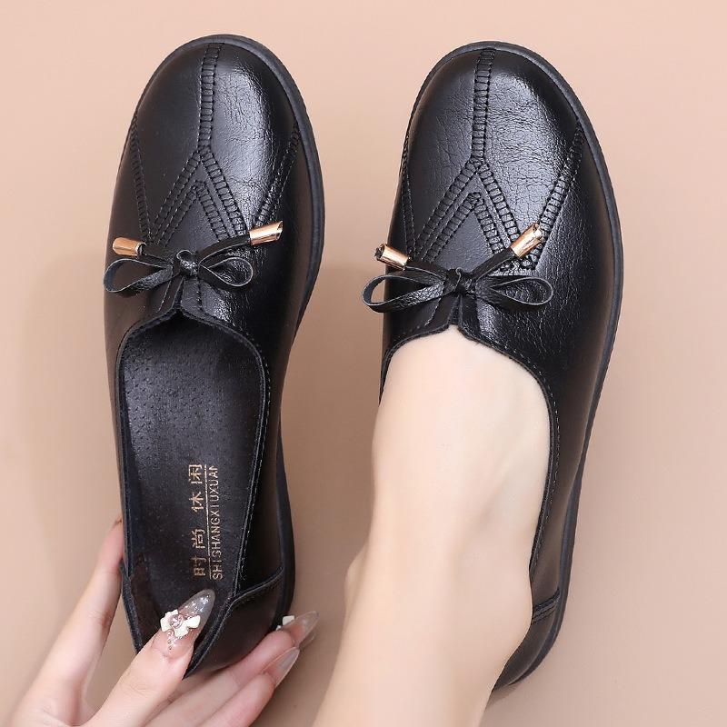 Spring Shoes Single Shoes Soft Sole Comfortable Non-slip Medium Leather Shoes In the Elderly Women's Shoes Spring and Autumn Models