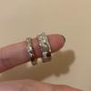 Silver Zircon Open Ring Set: Cold Style Couple Rings for Women, Trendy Index Finger Accessories