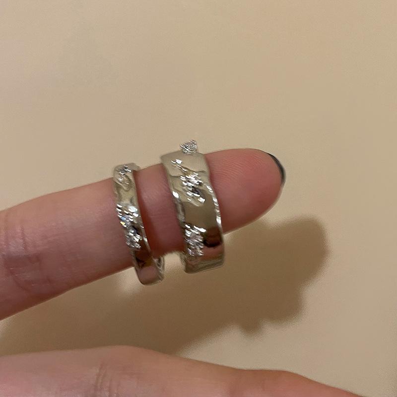 Silver Zircon Open Ring Set: Cold Style Couple Rings for Women, Trendy Index Finger Accessories