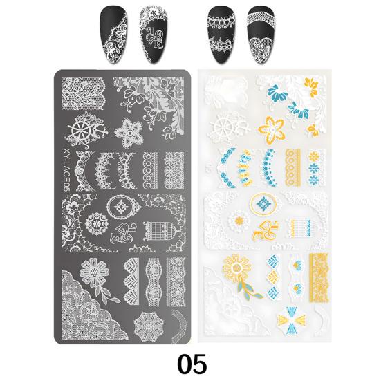 Stamping Plates Set Bows Flowers Lace Design Manicures Decoration Metal Plate Transfer Sweet Series Template