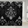 Vintage Boho Damask Floral Bathroom Curtain,Bohemian Exotic Goth Shower Curtain Victorian Baroque Flower Shower Bathtub Decor