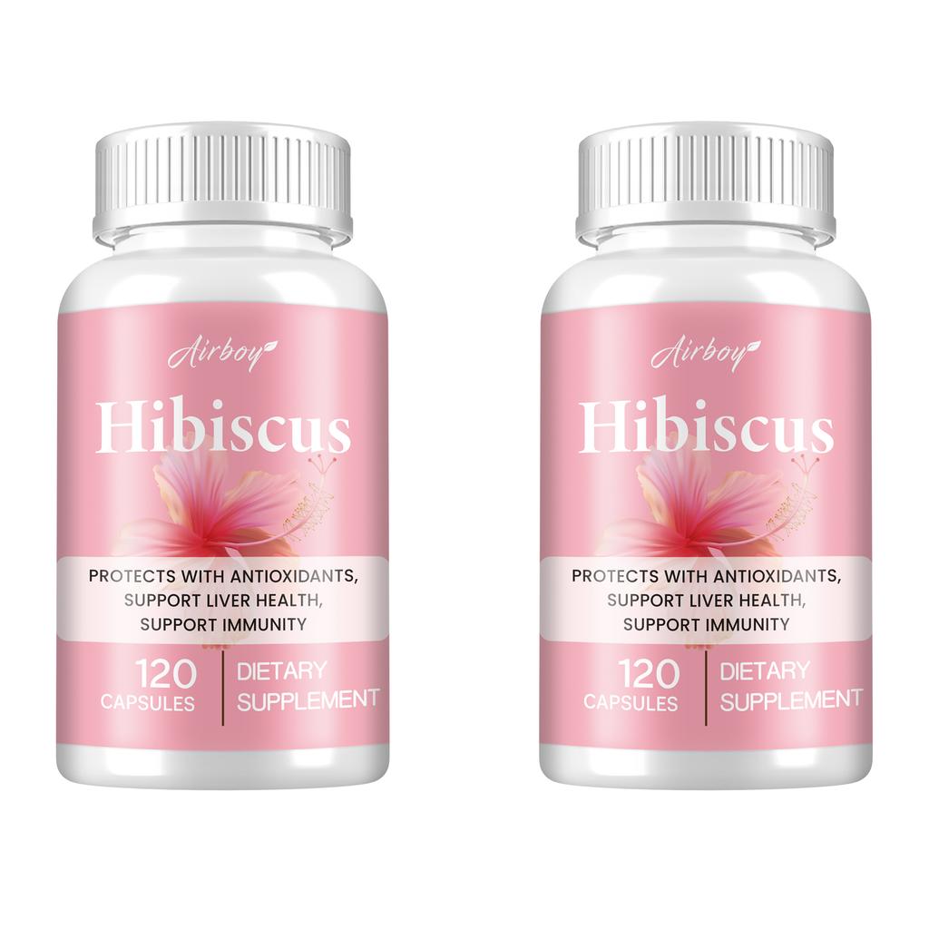 Capsule di ibisco biologico, di origine vegetale, polline biologico, facilmente assorbibili, adatte agli adulti.