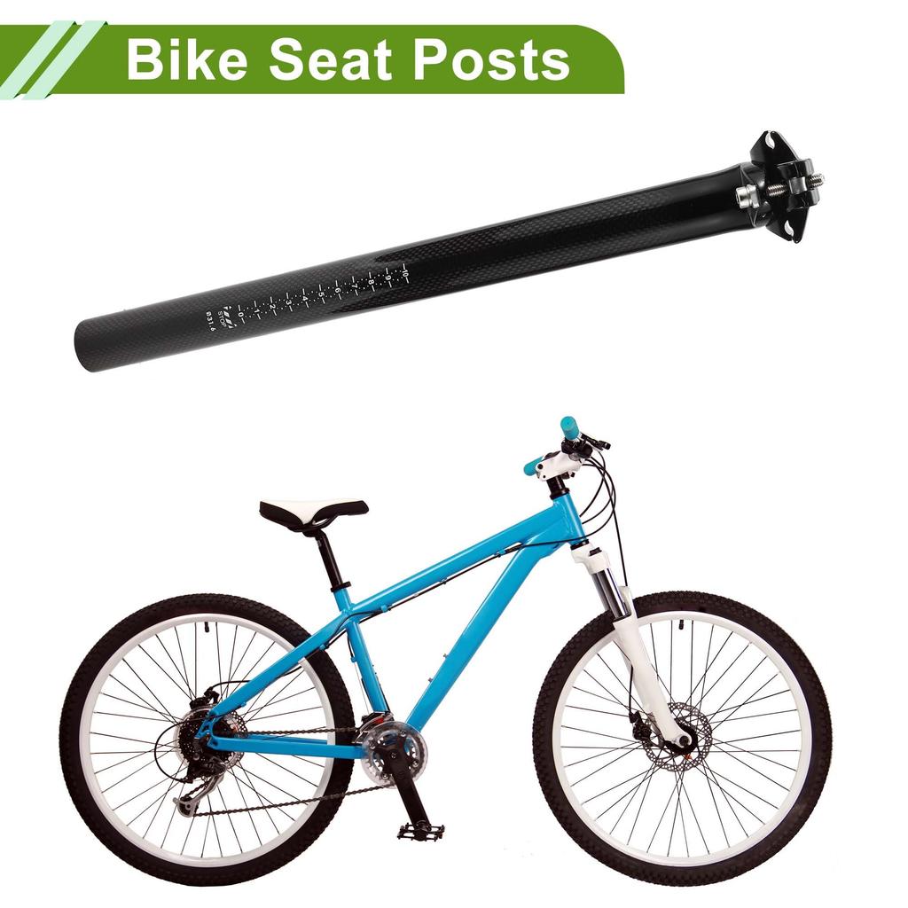 HOPESPANNER Universal 31.6x400mm Carbon Fiber Pattern Gloss Black Bicycle Seatpost Shock Absorbing Bike Saddle Post Seat Tube Carbon Fiber 1 Piece