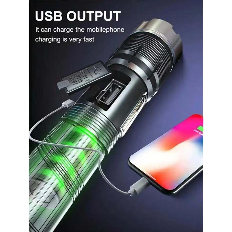 5000LM Rechargeable Torch XHP70 Super Bright Lantern High Power LED Flashlight COB Side Light Lamp USB Waterproof Camping