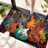 1Pc Electric guitar theme Printed circular carpet, home door mat, outdoor travel protection carpet A4