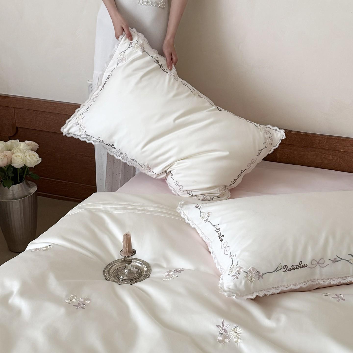 Noble French Romantic High-End Embroidered 100s Long-Staple Cotton Four-Piece Bedding Set 1.2m bed (150*200 duvet) 3-piece set