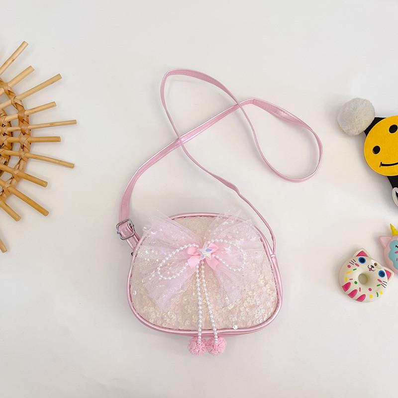 Adorable Ins Children's Bag Fashionable Cute Bow Sequin Little Round Bag For Kids