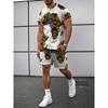 Men's 3D Digital Printing Casual Short-sleeve and Shorts Set, Ink Splatter