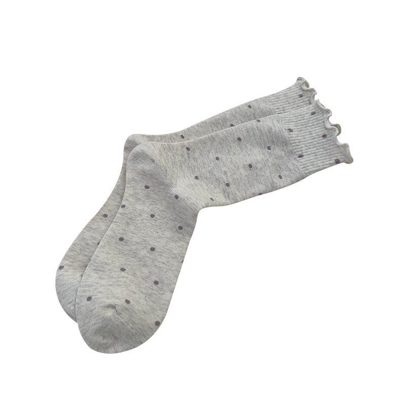 Wood Ear Edge Polka Dot Piles Of Socks, Socks, Trendy Cotton Socks, Summer Thin Ballet-Style Stockings