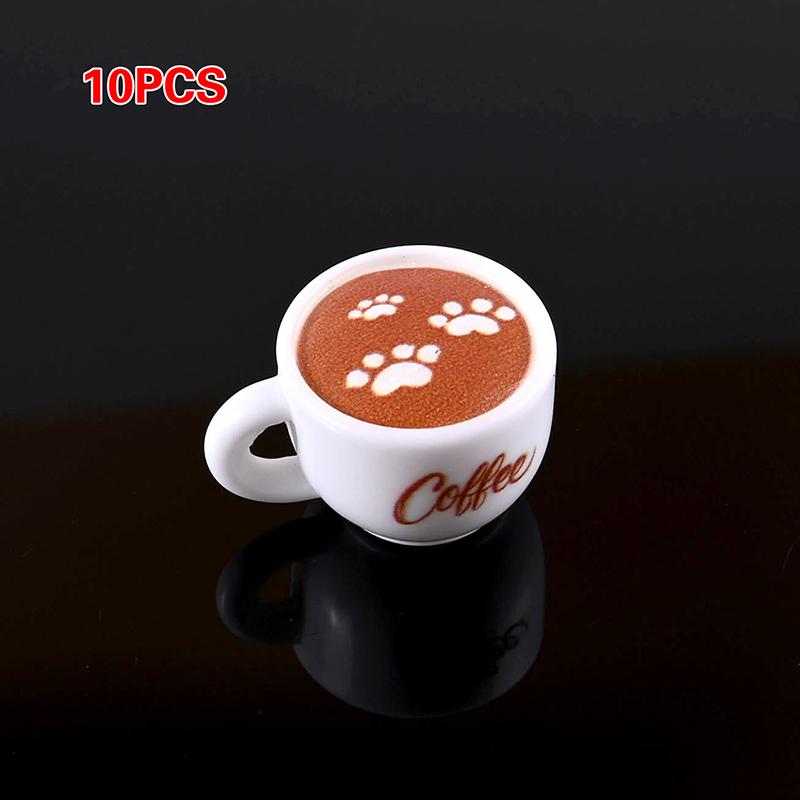 10Pcs Dollhouse Diy Accessories Resin Kawaii Simulation Mini Coffee Cup For Miniature Kitchen Craft Food Toy