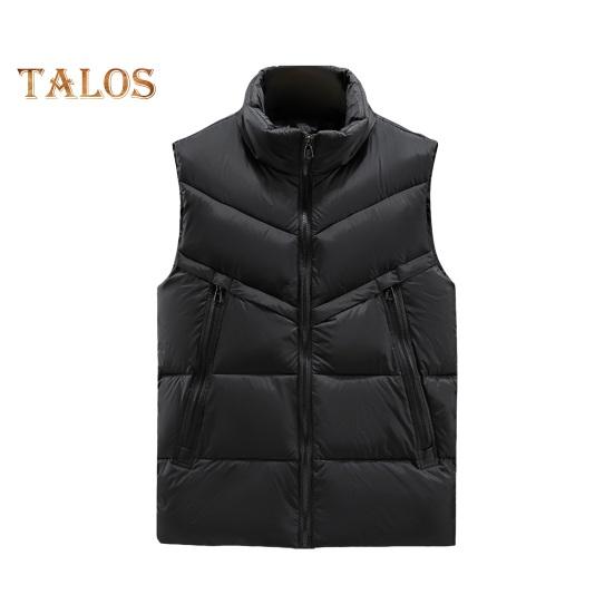 Men Waistcoat Stand Collar Sleeveless Zipper Placket Vest Coat with Side Pockets Solid Color Thickened Vest Jacket