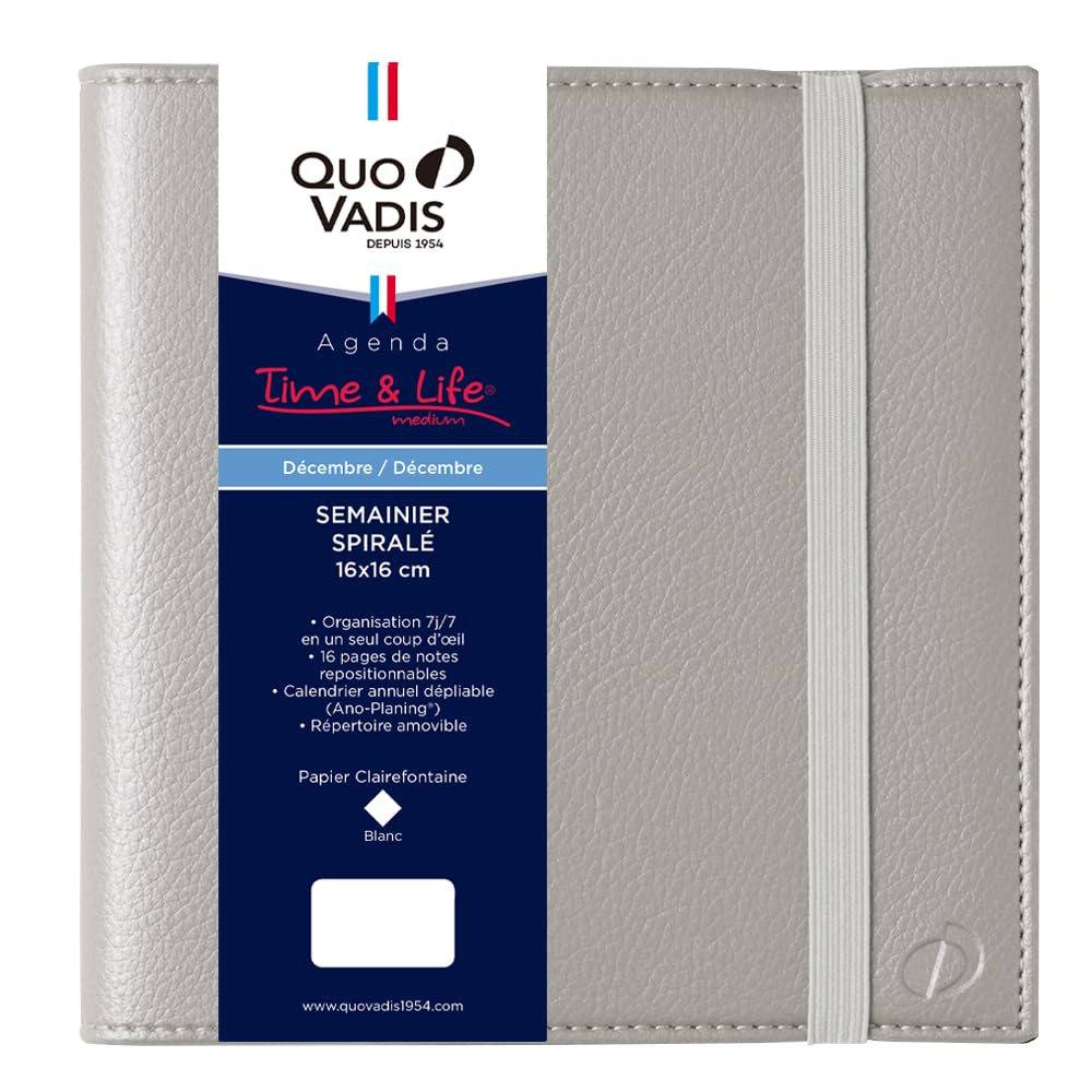 QUOVADIS 2026 Diary Time & Life 16x16 Weekly Vertical French Edition silver qv540sv серебряный