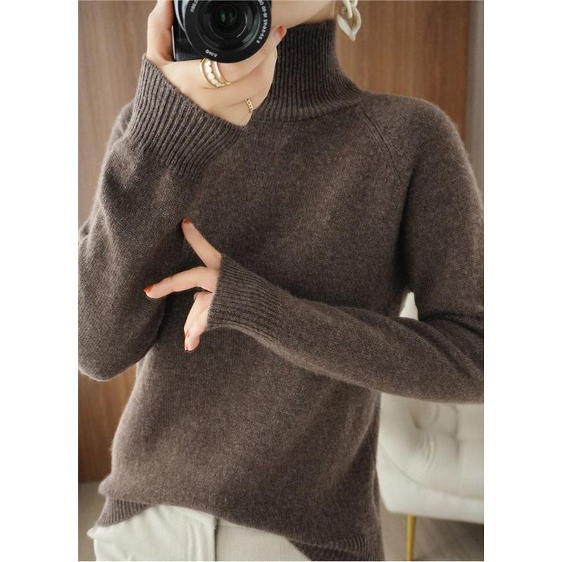 Stand-up Collar Sweater Women's Autumn And Winter Thick Section Korean Women's Solid Color Pullover Loose Knitted Long-sleeved Bottoming