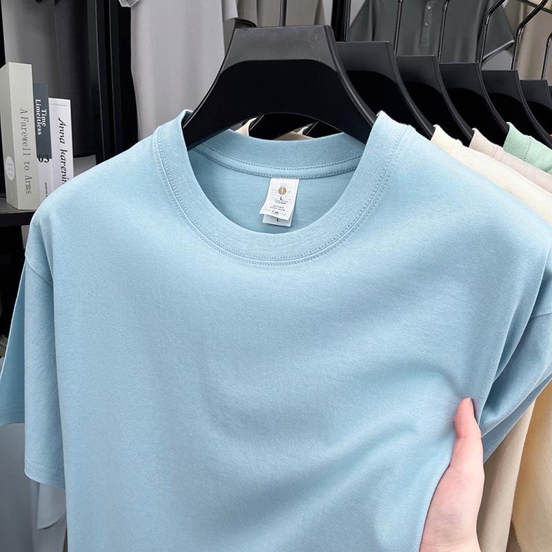 Men's 100% Cotton Casual Short-Sleeve Round Neck T-shirt - Solid Color, Summer Style