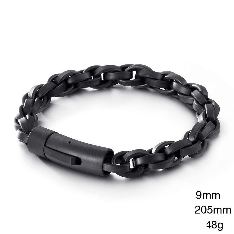 Hip Hop Punk No Fade Vintage Dark Stainless Steel Retro Link Chain Cuff Bracelets Men's Wrist Jewelry